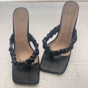 PLT ruched square toe heels